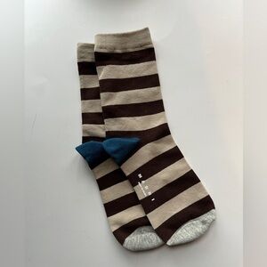Marni Brown and Cream Striped Socks with Blue Accents